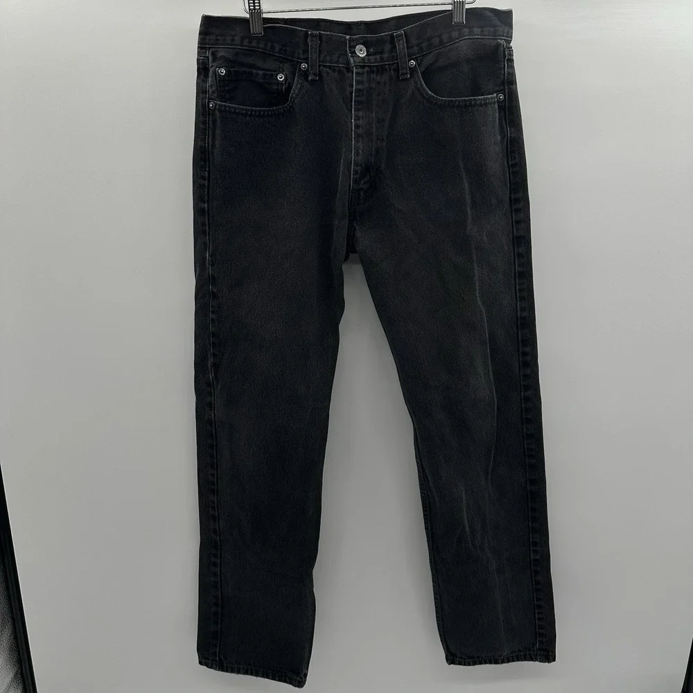 Levi's 505 Jeans Mens 36x34 Black Medium Wash Straight Regular Pants Levis‎
